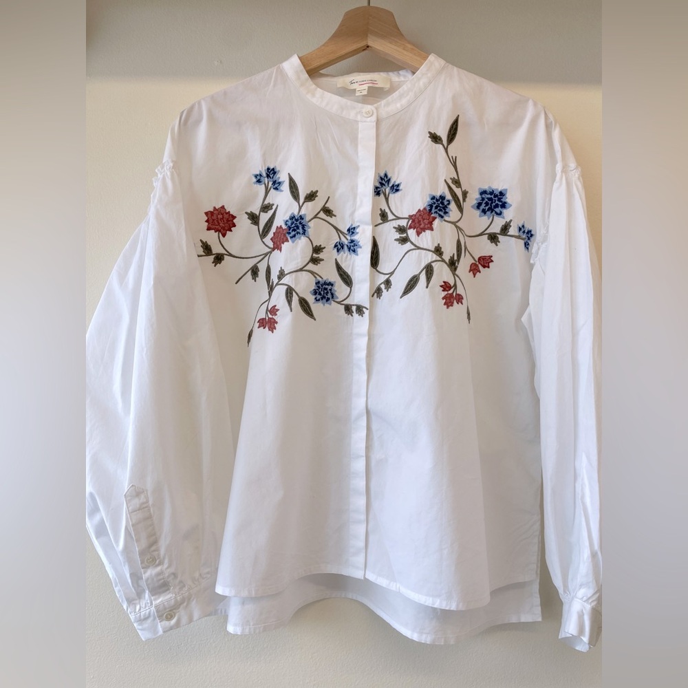 Floral Embroidered White Blouse